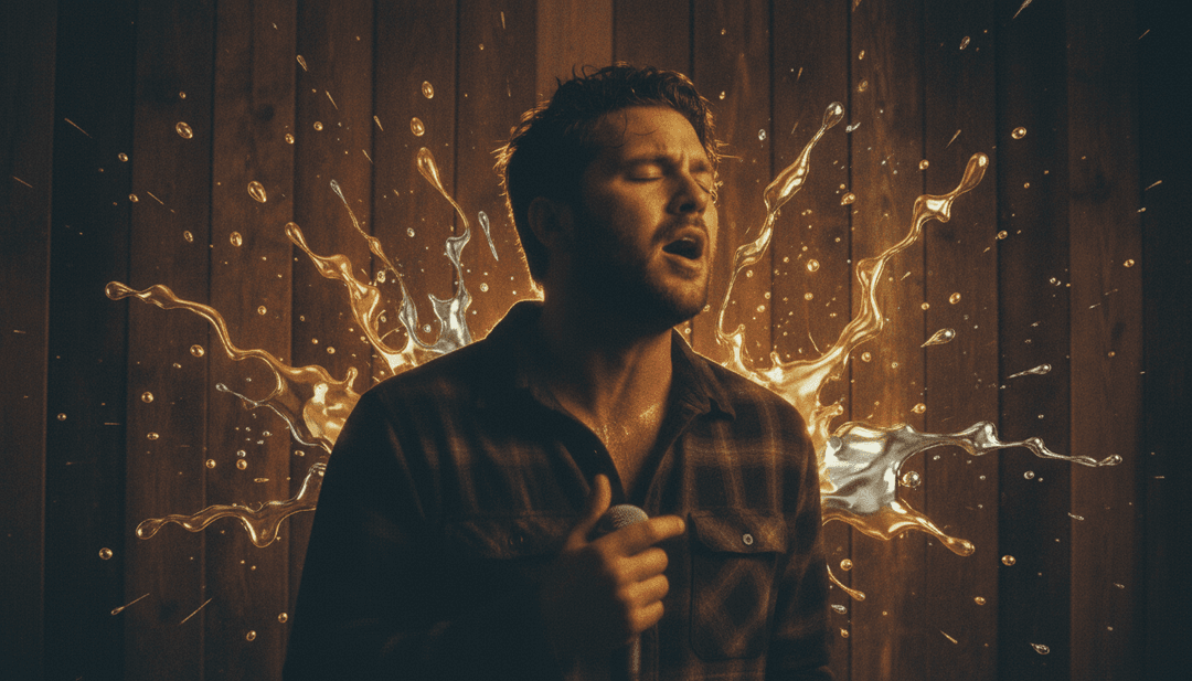 受歌詞啟發的劈啪作響的營火、松林與溪邊合唱團的動態場景