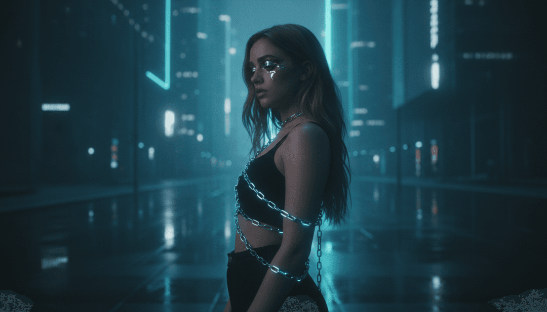 Représentation visuelle abstraite des épines émotionnelles et des courants fluides inspirés par les paroles