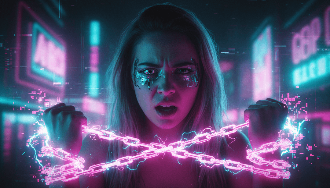 Scènes dynamiques de cicatrices lumineuses et de courants enflammés mêlés aux beats électroniques