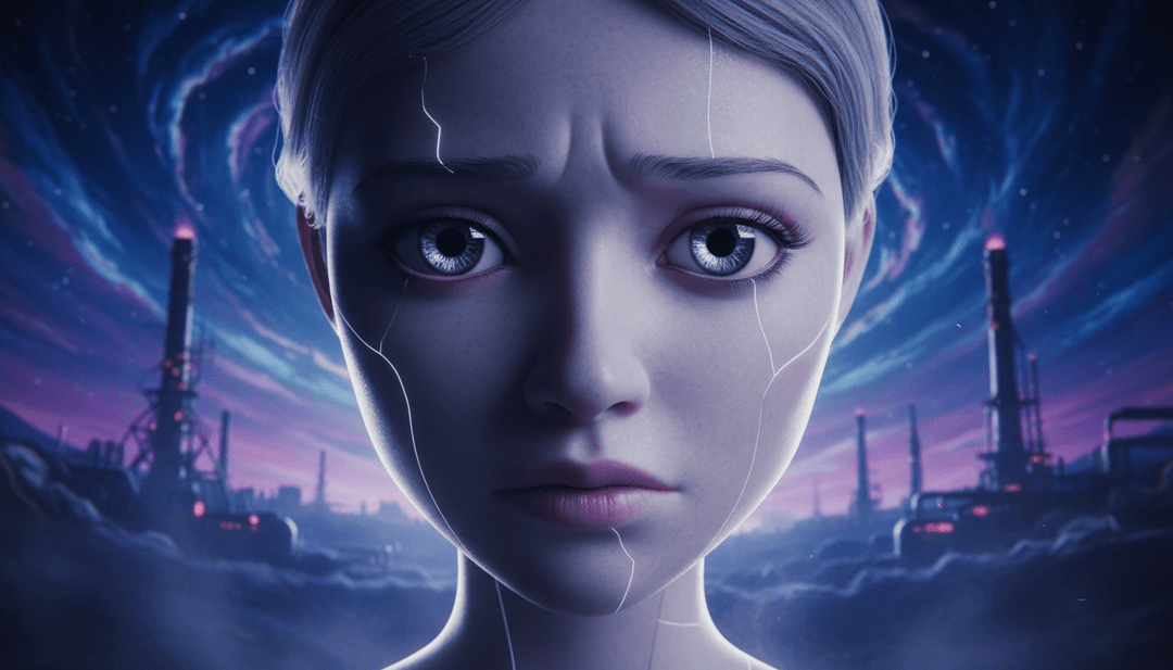 नीले और लाल रंगों के मिश्रण के साथ डिजिटल कला में एक bruised sky का सारगर्भित प्रतिनिधित्व