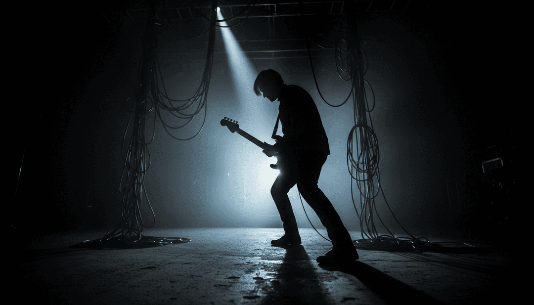 Abstrakte digitale Kunst, die die emotionale Tiefe der Liedtexte und Stimmung darstellt.