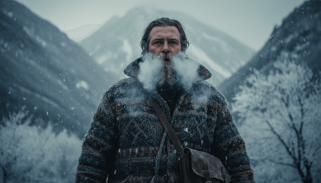 象徵寒風與情感凍傷主題的抽象冰雪景觀