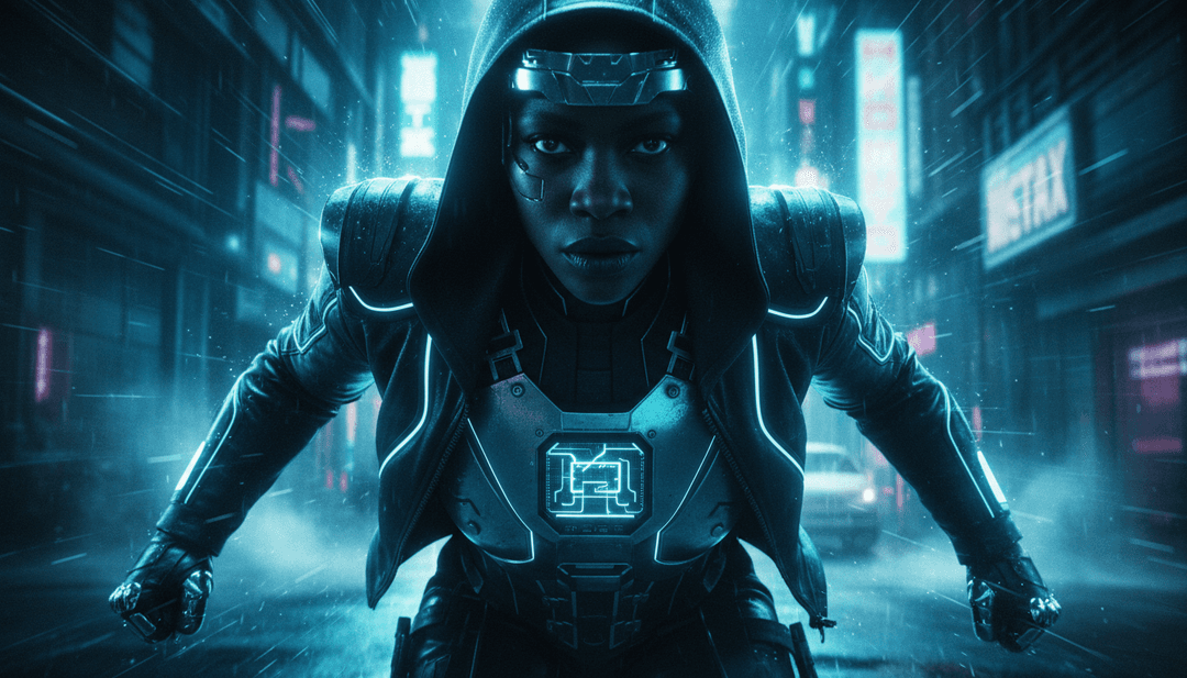 도시 거리와 노래 가사를 반영한 상징적 이미지의 역동적 장면