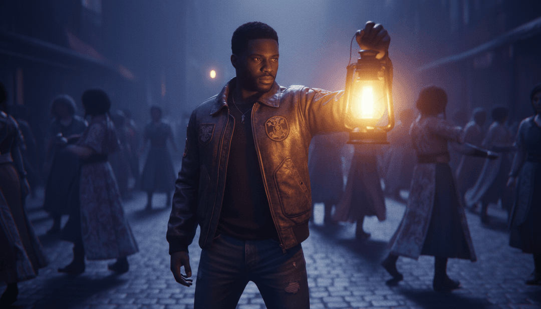 生动场景描绘受歌曲歌词启发的城市景观与亲密时刻。