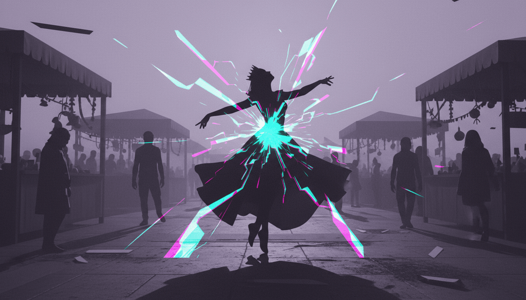 场景展示充满活力的俱乐部火焰和动态吉他演奏，通过 AI 动画呈现。