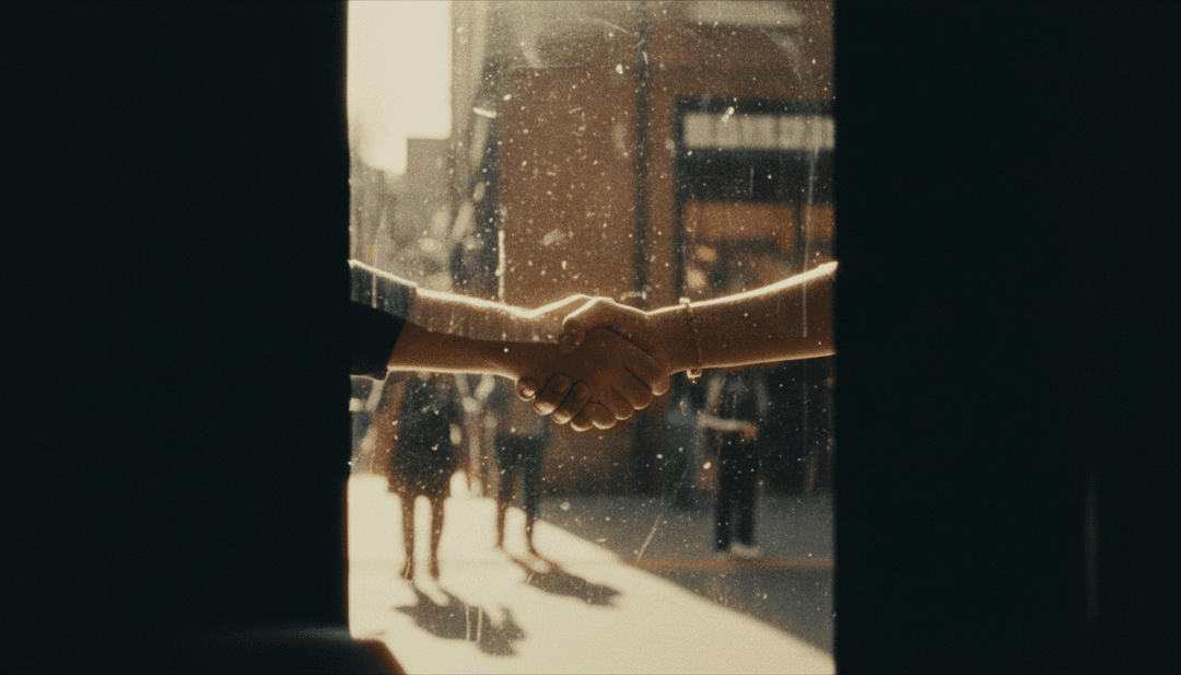 音楽のビートに同期したアニメーション波や活気ある都市のシーンのダイナミックな映像