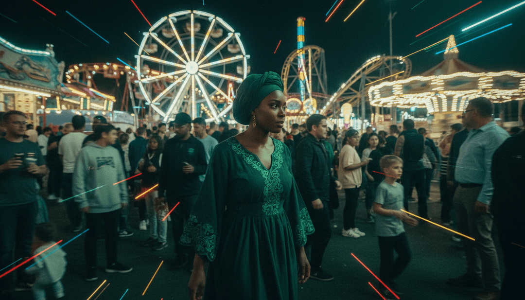 MAGIC에서 영감을 받은 생동감 넘치는 소울풀 비주얼로 리듬과 하모니의 상호작용을 묘사한 역동적인 장면