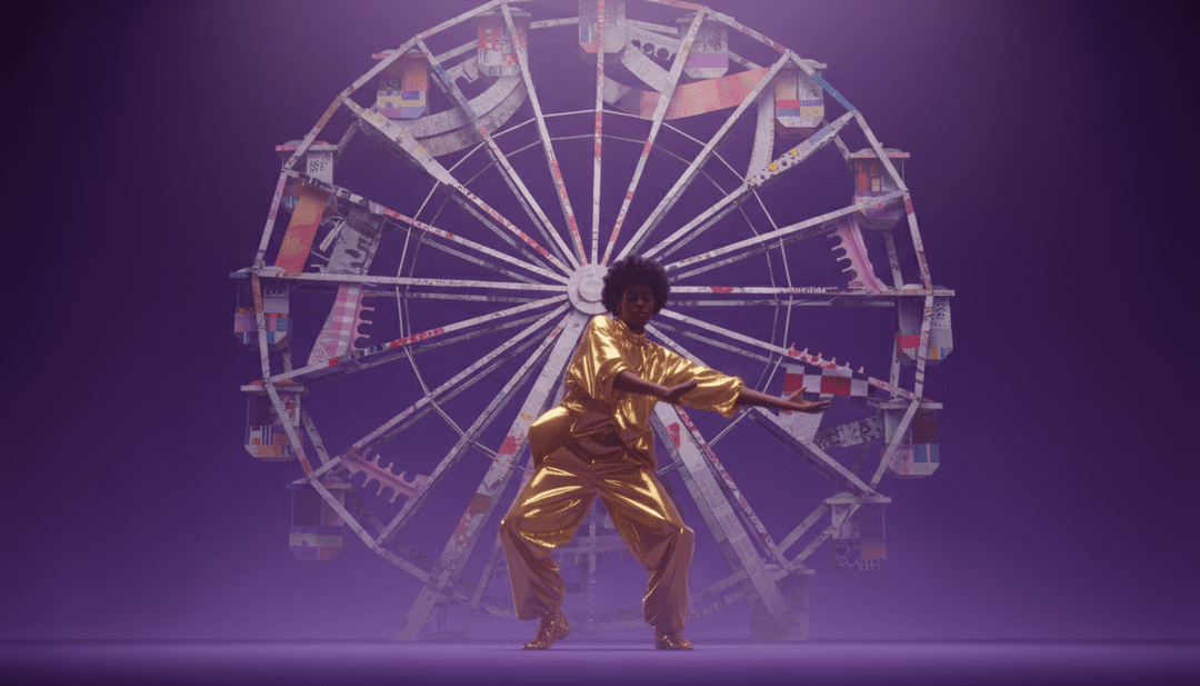 Scene dinamiche di paesaggi urbani intrecciati con visual elettronici futuristici