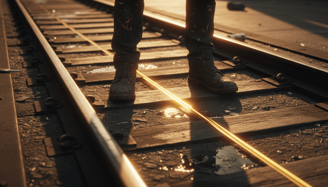 एक जीवंत संगीत वीडियो दृश्य जिसमें tightrope की छवियाँ और गाने के विषयों से प्रेरित विरोधाभासी भावनात्मक रंग शामिल हैं।