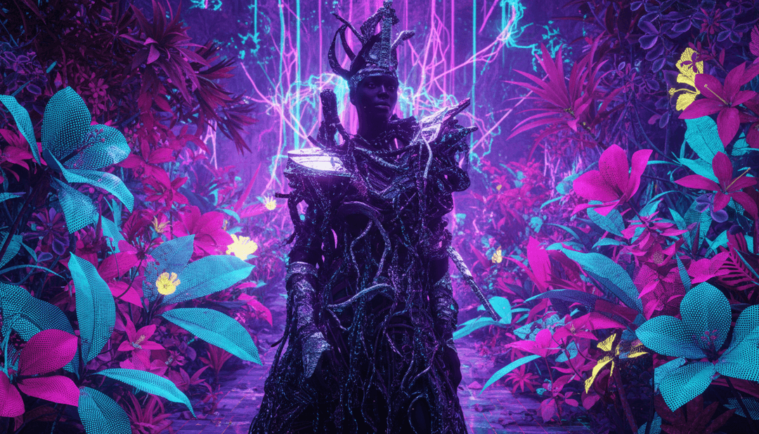 Arte digital abstrata representando orações noturnas cheias de alma e vibrações espirituais