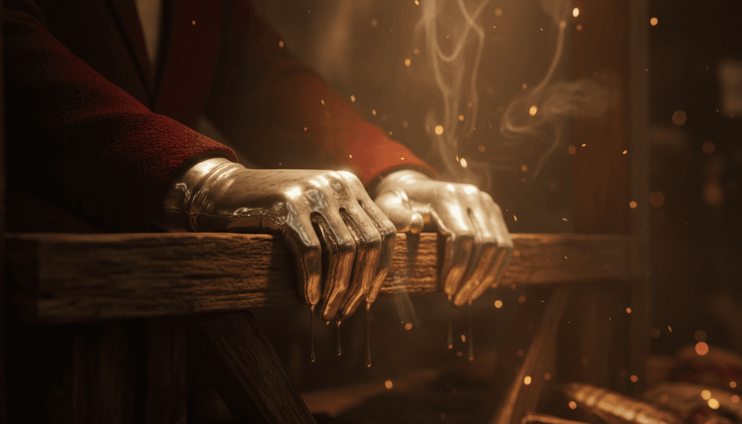 सफेद दस्ताने के गतिशील दृश्य जो आत्मा और गीत की लय को दर्शाते हुए चमकदार आशीर्वाद लाते हैं