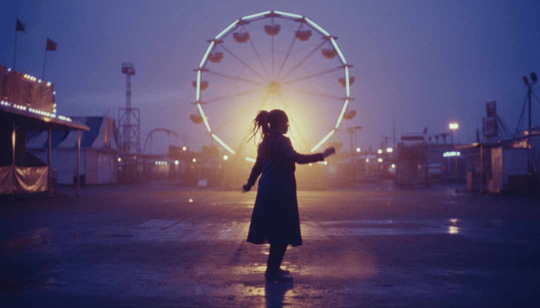 Cenas dinâmicas exibindo cores vibrantes e formas abstratas sincronizadas com os batimentos de 'Wait'