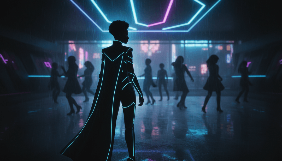 Visuels dynamiques reflétant les beats et les paroles de 'Prada' avec des nuances violettes et des thèmes urbains de luxe