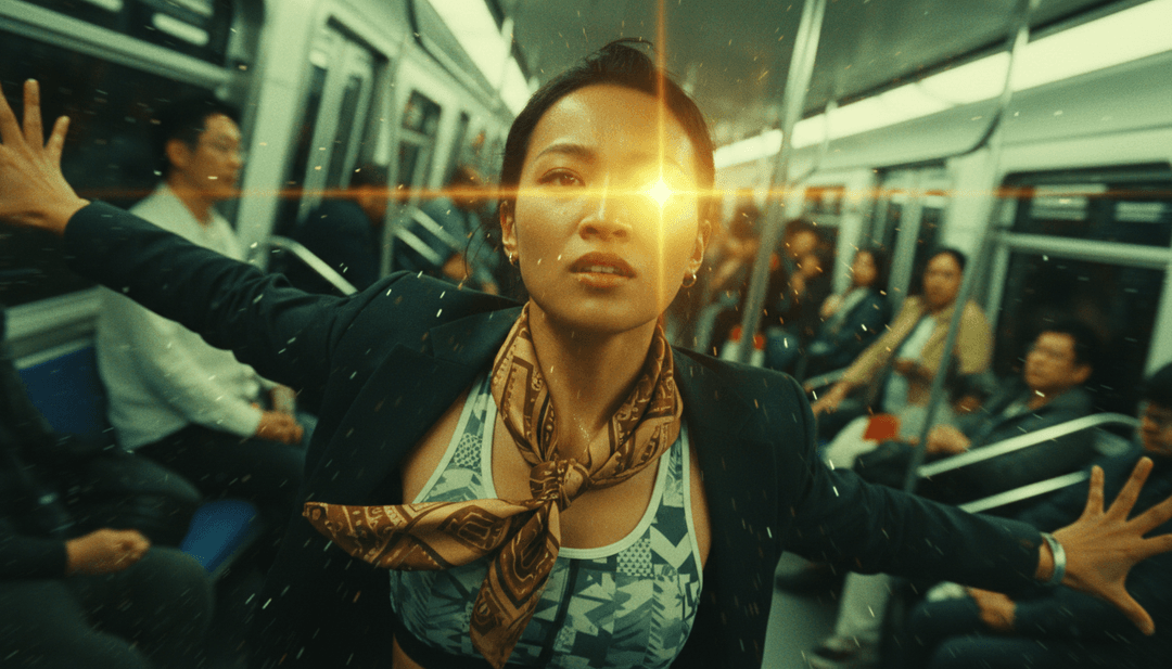 음악 비트에 맞춰 동기화된 바다 파도와 도시 야경의 역동적인 장면