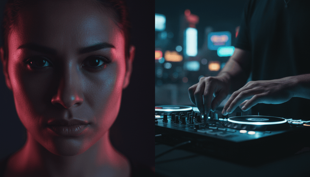 使用者在筆電上操作 AI 音樂影片生成器介面