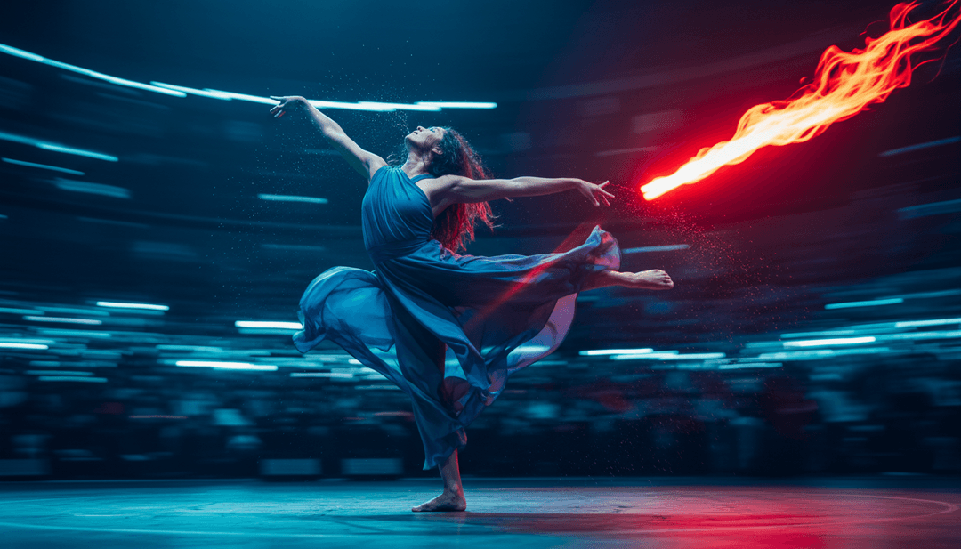 Un montaggio di scene vivide da pista da ballo illuminate da luci al neon sincronizzate al ritmo della musica.