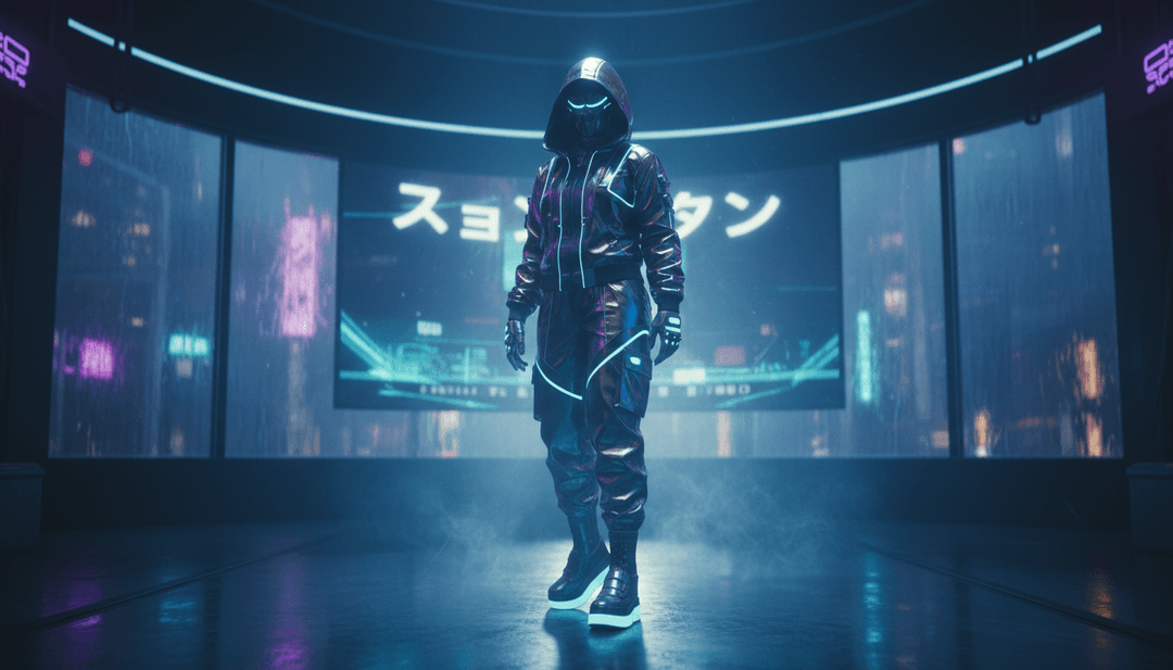 Arte digital abstrata representando o ritmo energético e o clima vibrante da música.