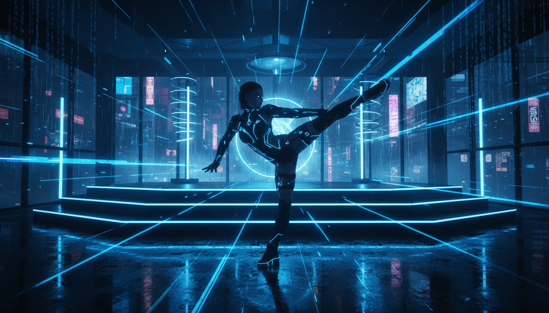 Cenas visuais mostrando uma mistura de multidões em festas, momentos de reflexão e ambientes urbanos iluminados por neon sincronizados com a música.