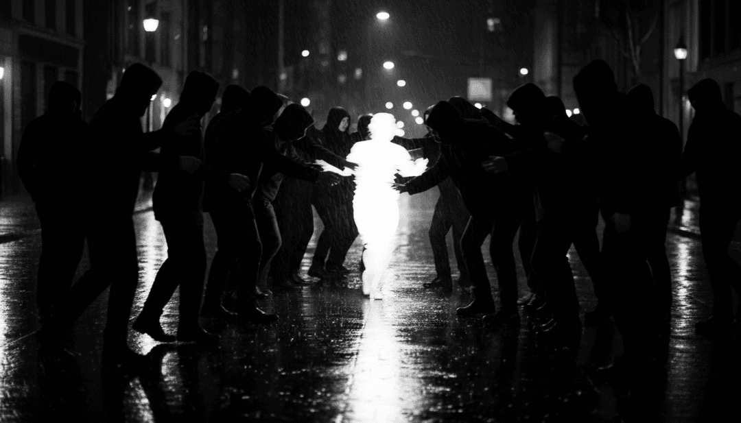 전자 하우스 트랙의 분위기를 표현한 추상 디지털 아트