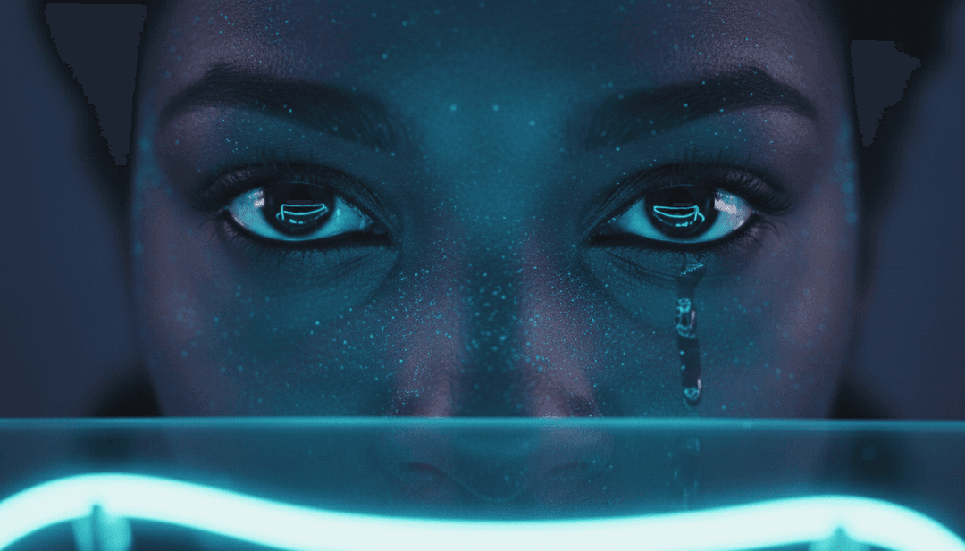 Abstrakte digitale Kunst, die die energetischen Beats und Rhythmen von NO CAP darstellt.