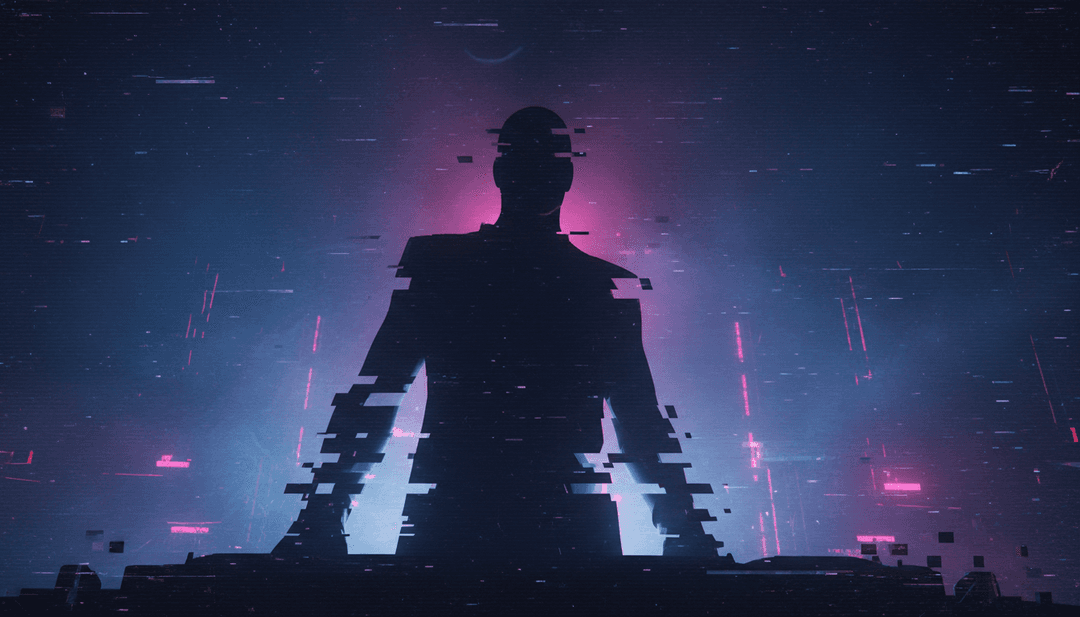 与音乐同步的霓虹灯城市景观和流动数字波的动态视觉