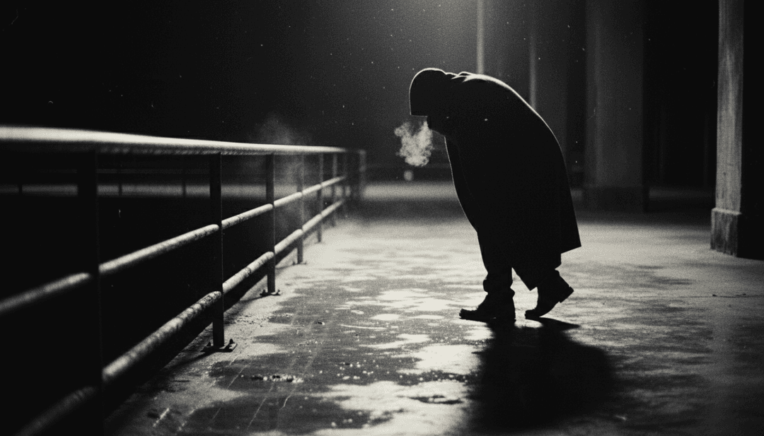 गाने के मूड को दर्शाते हुए सूखे रंगों और बारिश के अमूर्त अंधेरे दृश्य