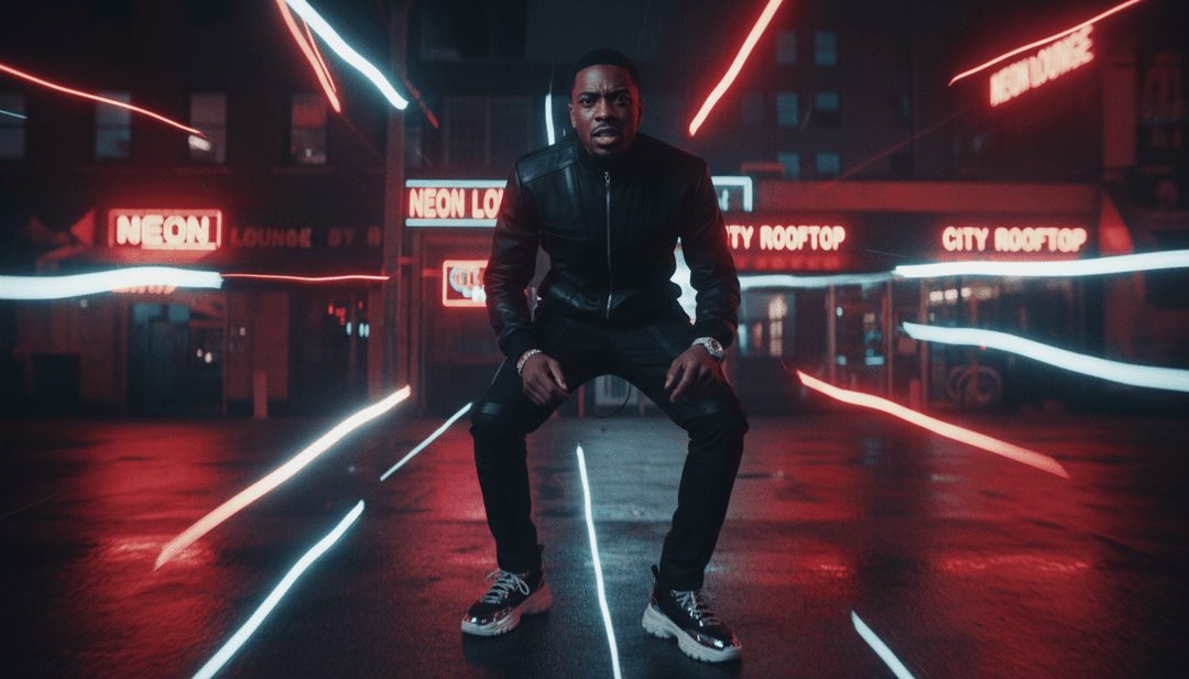 लैपटॉप पर AI म्यूजिक वीडियो जनरेटर इंटरफ़ेस के साथ उपयोगकर्ता की बातचीत