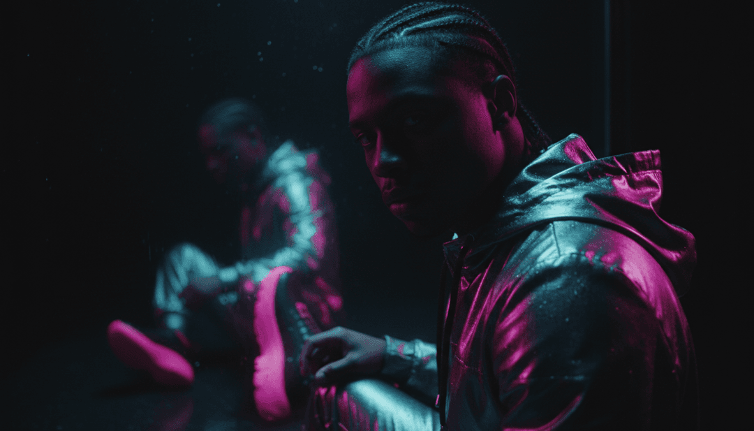 描绘城市景观和抽象动态，配合 'Keep Tryin' 的嘻哈节拍