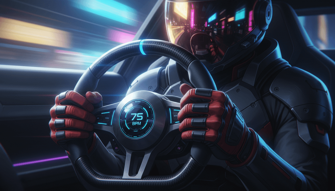 तेज़ गति वाले, उच्च ऊर्जा वाले ट्रैप संगीत वीडियो दृश्यों का एक मॉन्टेज: छत पर एक रैपर, शहर के ऊपर ड्रोन शॉट, बास ड्रॉप्स पर प्रतिक्रिया करते अमूर्त प्रकाश पैटर्न, और सिंक्रनाइज़ किए गए गीत एनिमेशन।