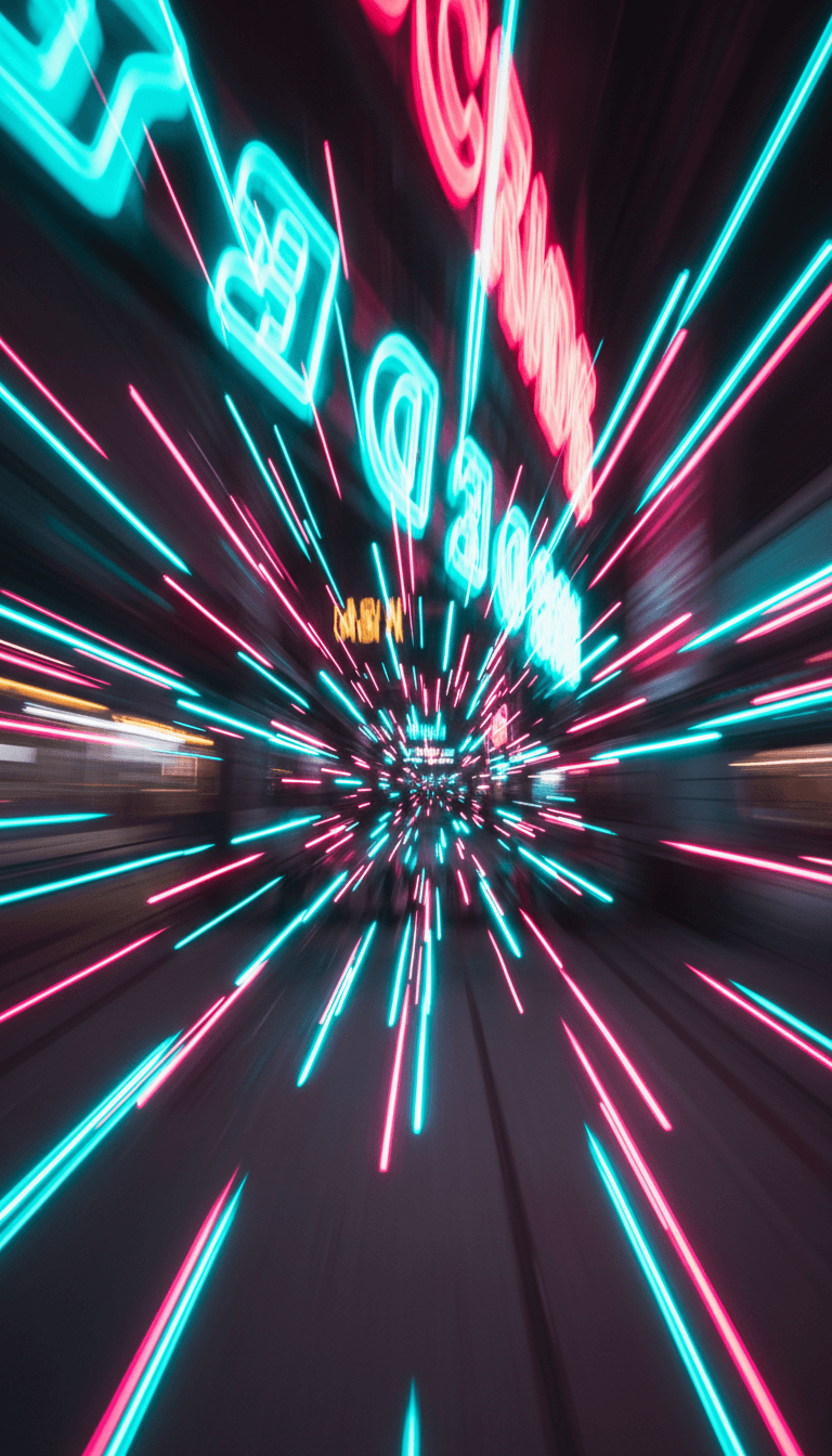 Un paisaje urbano digital dinámico que parece fracturarse y reformarse con cada potente caída de bajo de 'BeatogluBeat by v5', mostrando intrincados efectos visuales.