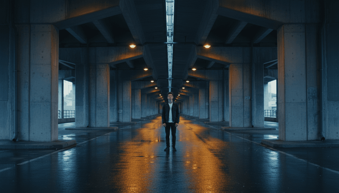 AI 分析嘻哈音频波形的抽象表示，显示节奏模式和节拍下降可视化为霓虹声波。