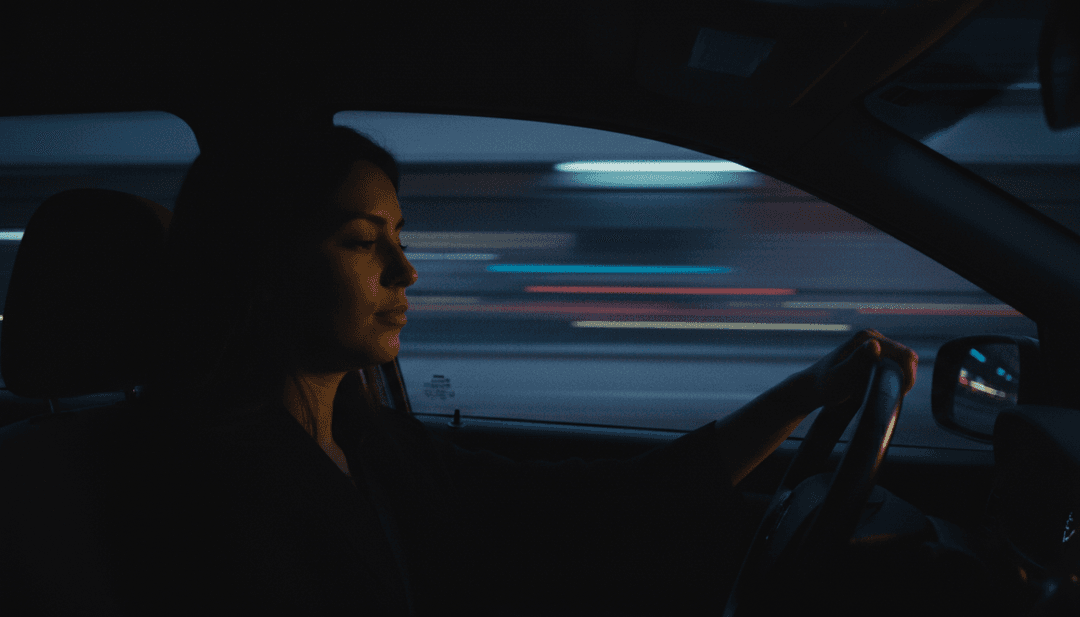 एआई सिंथ-पॉप संगीत की व्याख्या कर रहा है जिसमें घूमते हुए इलेक्ट्रॉनिक पैटर्न और खुली सड़क के दृश्य हैं, जो 'Windy Drive' संगीत वीडियो निर्माण की शुरुआत का प्रतीक है।