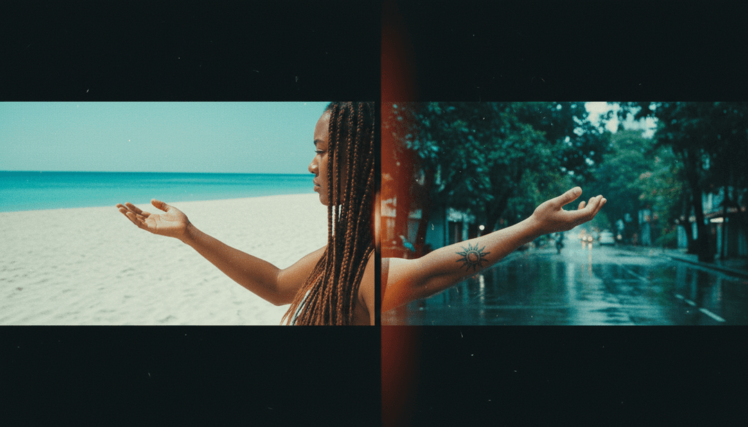 吉他弦振動的動態視覺，產生漣漪並擴散成錯綜複雜、樸實的圖案，象徵著歌曲的原聲樂器被轉化為視覺故事。