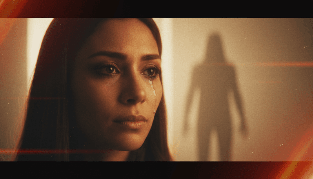 Representação conceitual de uma guitarra desgastada, uma única lágrima e um holofote tremeluzente, simbolizando a emoção crua de Cinderella's 'Nobody's Fool' durante uma performance ao vivo.