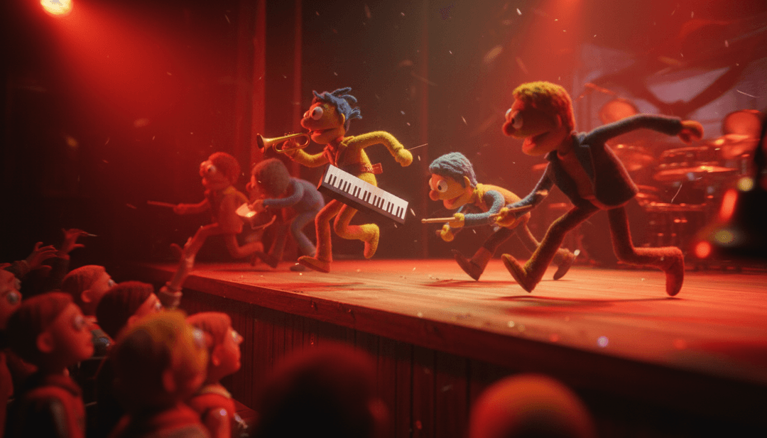 IA interpretando a música folk-pop 'Key highlights for this year-' com visuais quentes e nostálgicos e imagens de instrumentos acústicos.