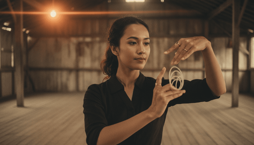 Uma interpretação vibrante e abstrata da música Campursari, misturando padrões tradicionais indonésios com arte digital moderna, insinuando o cerne emocional e a energia rítmica da canção.