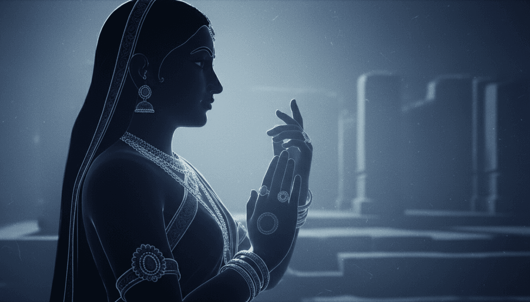 L'IA analyse les formes d'onde et les thèmes lyriques de la musique dévotionnelle indienne pour visualiser le désir de Radha pour Krishna.