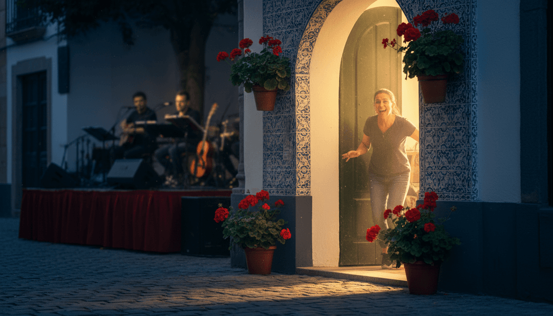 Cenas dinâmicas de videoclipe geradas por IA para Villancico Preparadas-1.mp3, apresentando dançarinos tradicionais de rumba, decorações festivas brilhantes e notas musicais animadas.