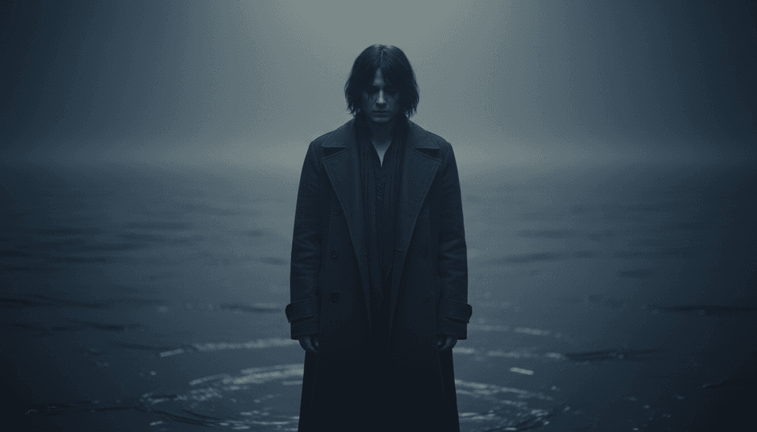 抽象的 AI 藝術，視覺化氛圍音波，帶有微妙的藍色和粉色調，代表歌曲輕柔的電子和弛放本質。