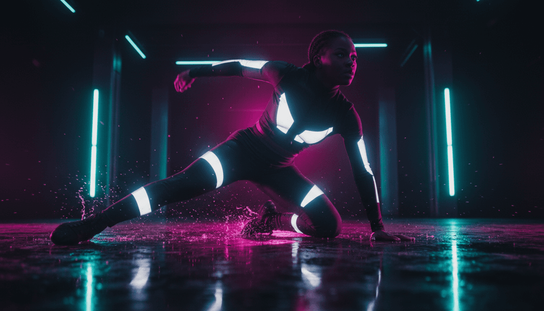 Visuais dinâmicos de trilhas de luz, figuras etéreas e paisagens urbanas sincronizadas com música eletrônica de dança, representando a construção e as quedas da música 'Will You Love Me'.