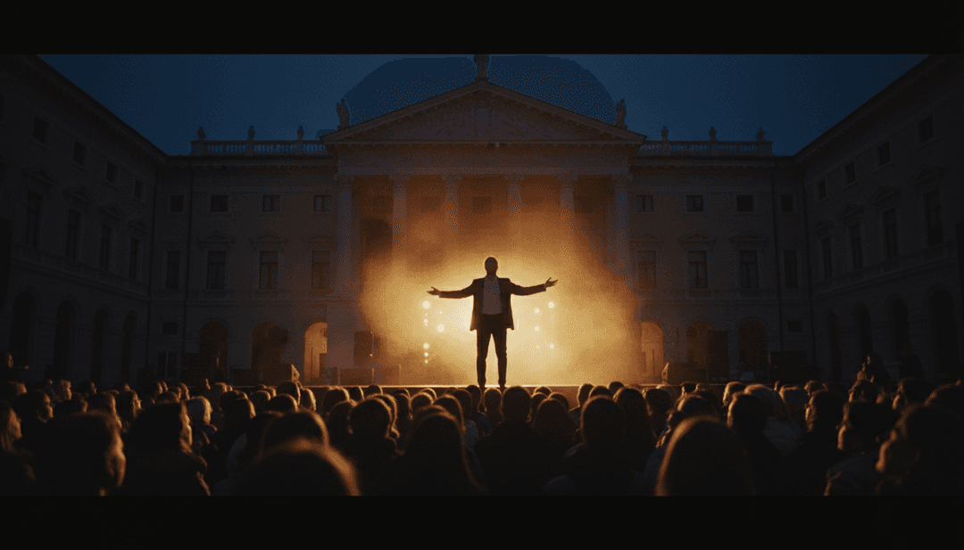 Arte abstrata retratando grãos de café e batom em um cenário vibrante inspirado em dance-pop para o clipe musical Rossetto e caffè de Sal Da Vinci, criado por IA.