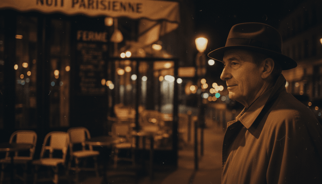 프랑스 팝송의 '포옹(caresses)'을 상징하는 달빛 비치는 장면과 부드러운 바람의 부드럽고 몽환적인 비주얼.