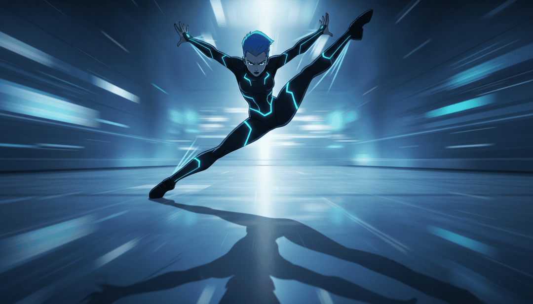 Algoritmo de IA generando escenas de baile vibrantes y transiciones dinámicas inspiradas en las melodías vocales y cambios rítmicos de Doja Cat en 'Say So'.