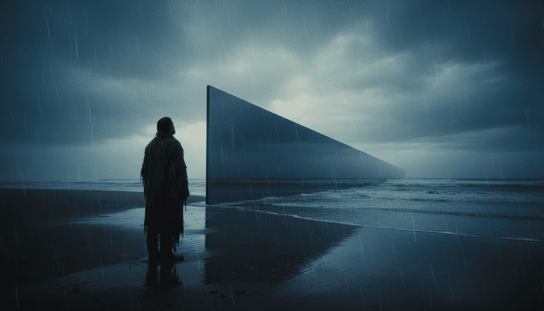 Visualização abstrata de IA analisando ondas sonoras intrincadas e estruturas musicais complexas de 'Phantom Veins', representando o estilo de metal progressivo sinfônico de ph7.