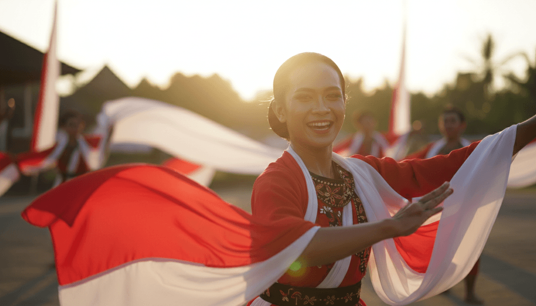 Visuais dinâmicos de arte de rua, figuras dançantes e paisagens urbanas gerados a partir do ritmo de 'Tongkrongan.mp3'