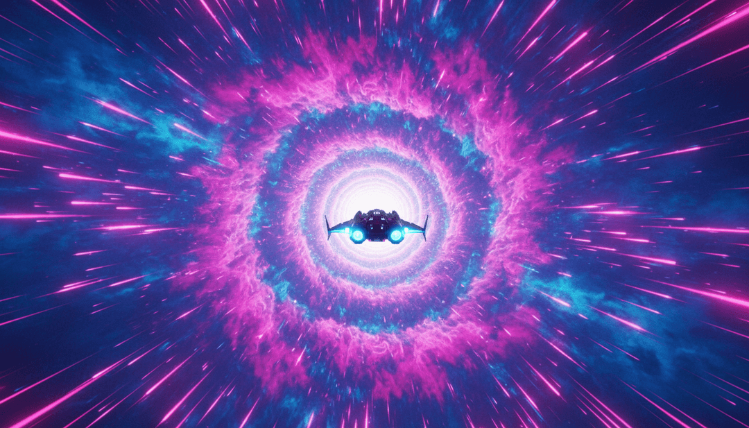 音楽と同期したダイナミックな無料キャプション付きの、鮮やかな宇宙の旅を示す完成された高品質なミュージックビデオ。