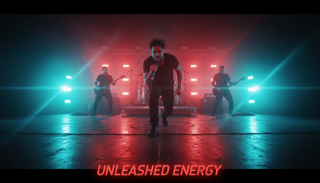 एनिमेटेड विज़ुअल्स जो ऑडियो वेवफॉर्म से शाम के समय एक स्ट्रीट सीन में एक सहज संक्रमण दिखाते हैं, जिसमें स्टाइलिश कैरेक्टर हैं, जो एक म्यूजिक वीडियो के लिए MP3 से MP4 रूपांतरण का प्रदर्शन करते हैं।