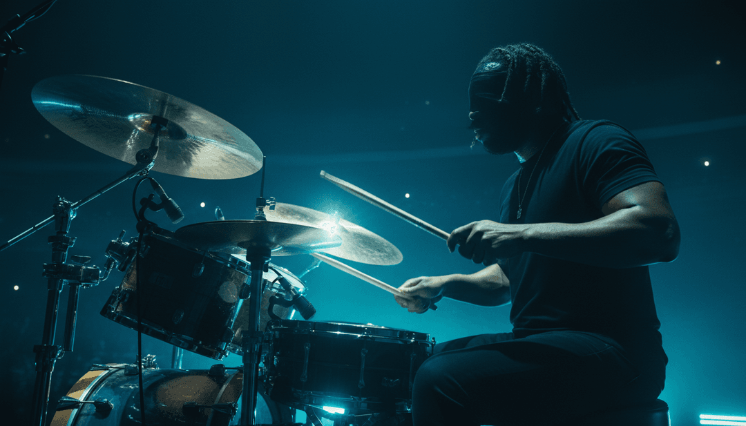 IA analisando formas de onda de áudio de 'Rock and Roll Queen' para gerar conceitos visuais para um videoclipe, destacando elementos do gênero.