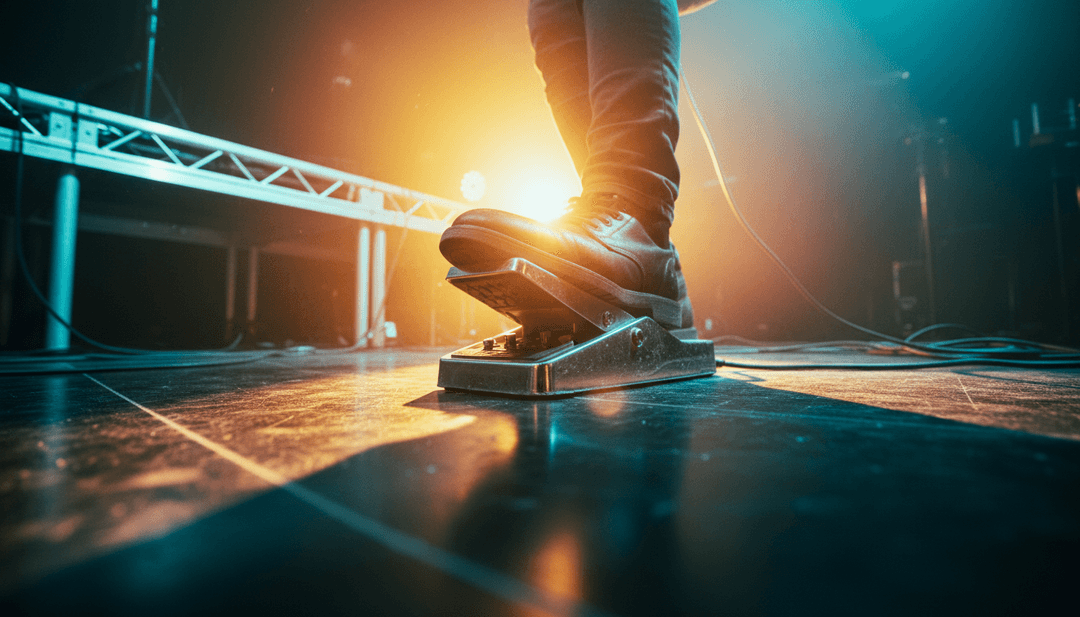 Uma cena de videoclipe dinâmica com uma poderosa cantora de rock feminina no palco com luzes vibrantes e uma multidão energética, criada por IA.