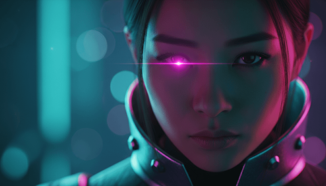 Ondas sonoras abstratas brilhantes transformando-se em padrões geométricos, representando a análise inicial da IA dos elementos electro-house e R&B da faixa [기작] RnB w:o Lead.mp3.